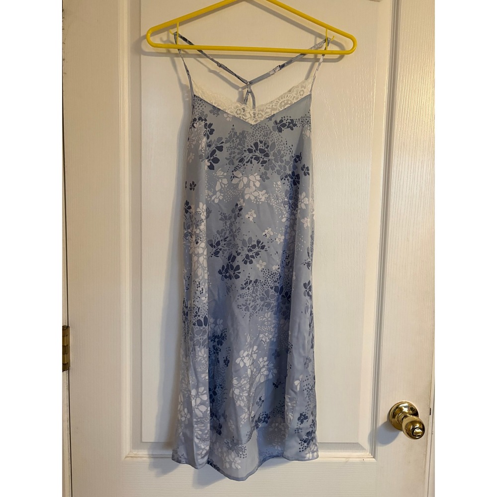 Splendid Blue Floral Lace Trim Chemise Nightgown Sleep Dress RLD0275 New Small‎